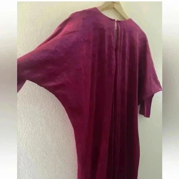 VINTAGE DAVID BROWN CAFTAN 70'S SZ S/M/L Fuchsia JEWEL PEACOCK OSFM - Picture 3 of 5